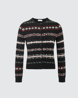 Icelandic Pattern Wool-Blend Short Cardigan