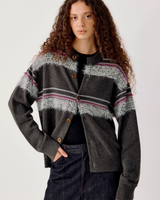 Vintage Striped Faux Mink Knit Cardigan