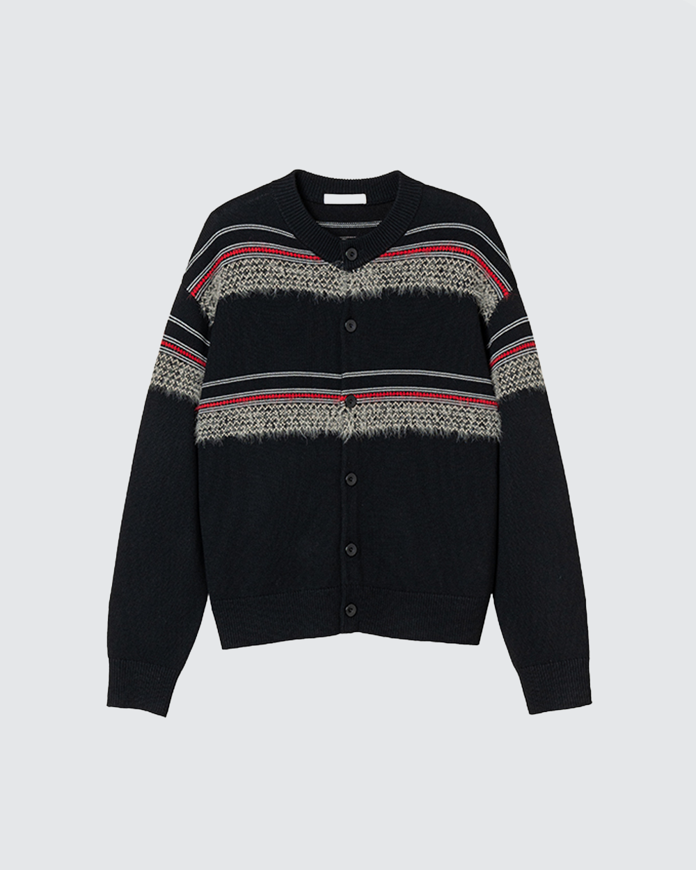 Vintage Striped Faux Mink Knit Cardigan