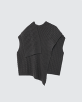 Pure Wool Asymmetric Cable Knit Cape Sweater