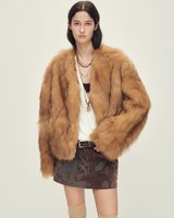 Firelady Hand-Dyed Saga Furs Fox Fur V-Neck Coat