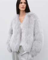 Firelady Hand-Dyed Saga Furs Fox Fur V-Neck Coat
