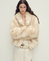 Firelady Saga Furs Fox Fur Coat with Built-In Fishbone Collar