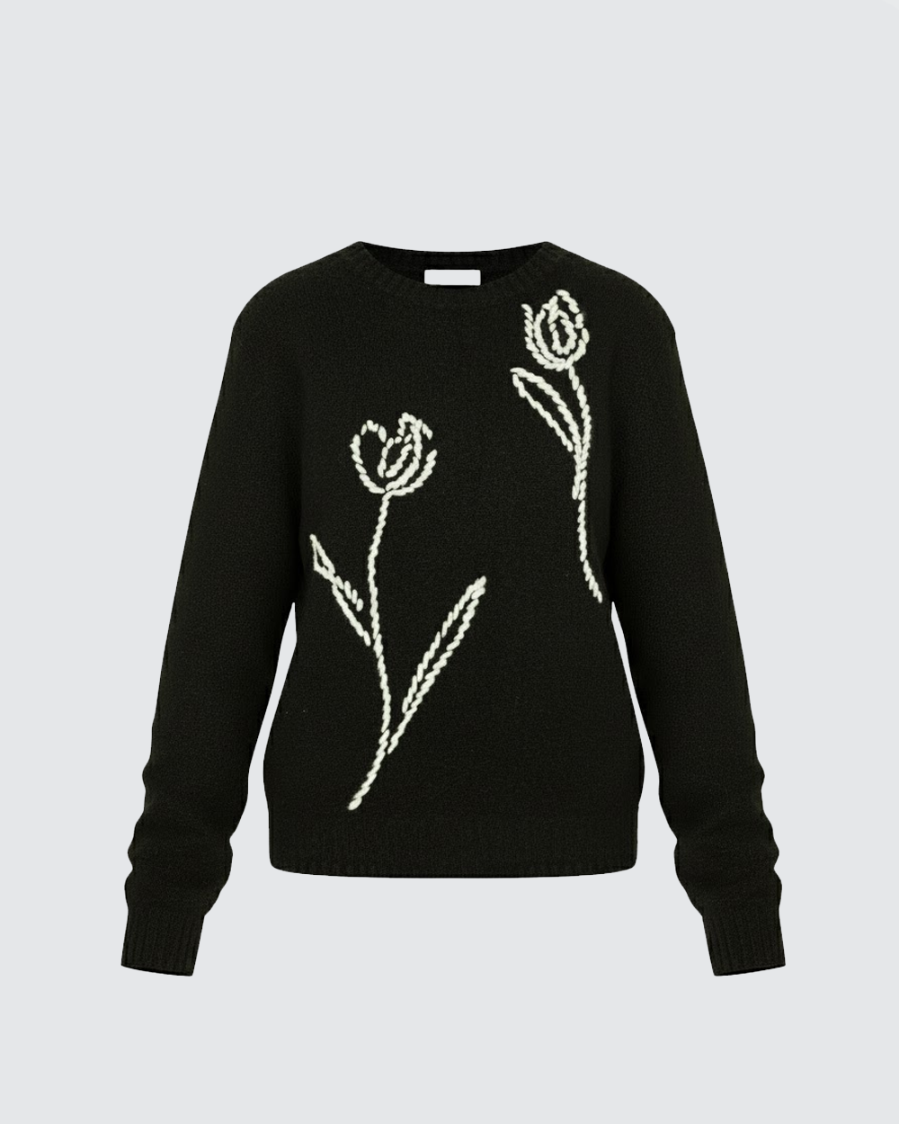 Tulip Knit Wool High Waist Skirt Set