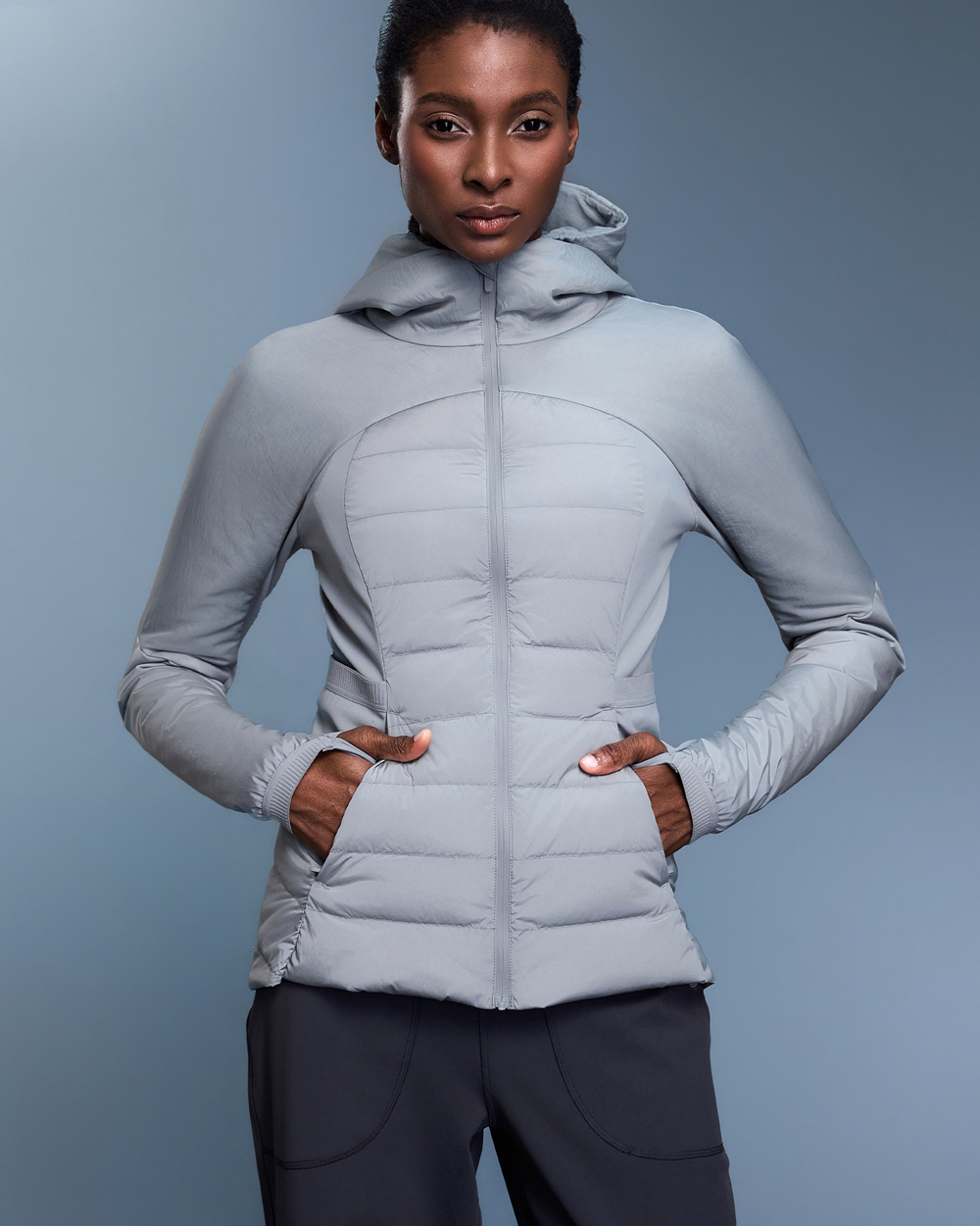 Lightweight White Contrast Duck Down Sport Puffer Jacket
