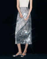 Heavy Silver Gray Velvet Sequin Skirt