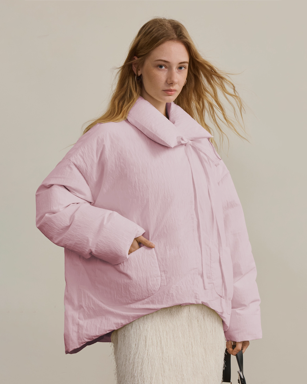Lightweight Oversized Lapel Padded Down Jacket