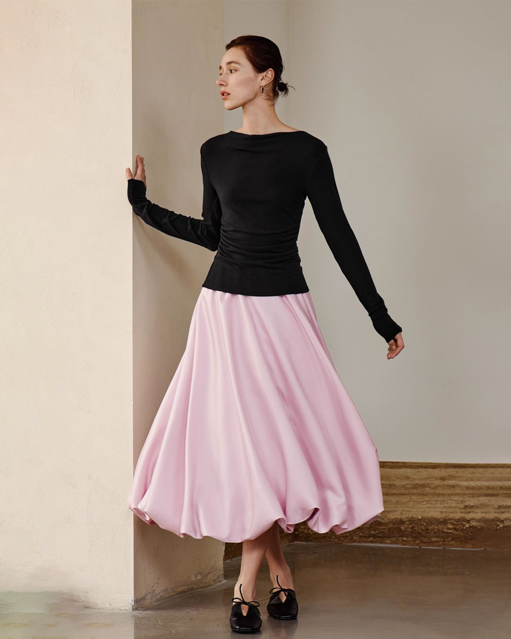 Lustre Satin High Waist Tulip Silhouette Skirt