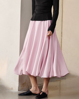 Lustre Satin High Waist Tulip Silhouette Skirt