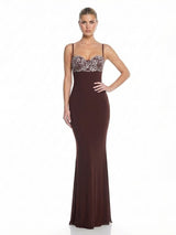 Lace-Embroidered Sweetheart Silhouette Spaghetti Strap Maxi Dress